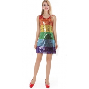 Sexy Rainbow Sequin Dress - Womens Mardi Gras Costumes